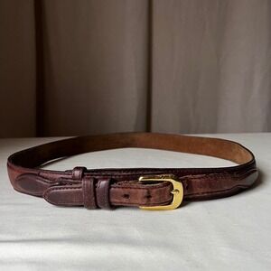 Vintage Brighton Brown Leather Belt Brass Buckle Size 35–38 L USA Made